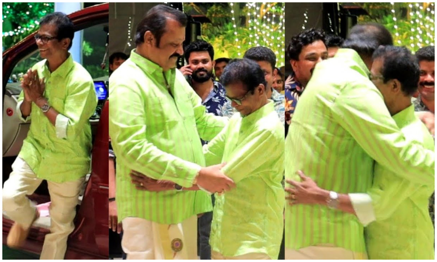 Indrans And Suresh Gopi In Same Color Shirt