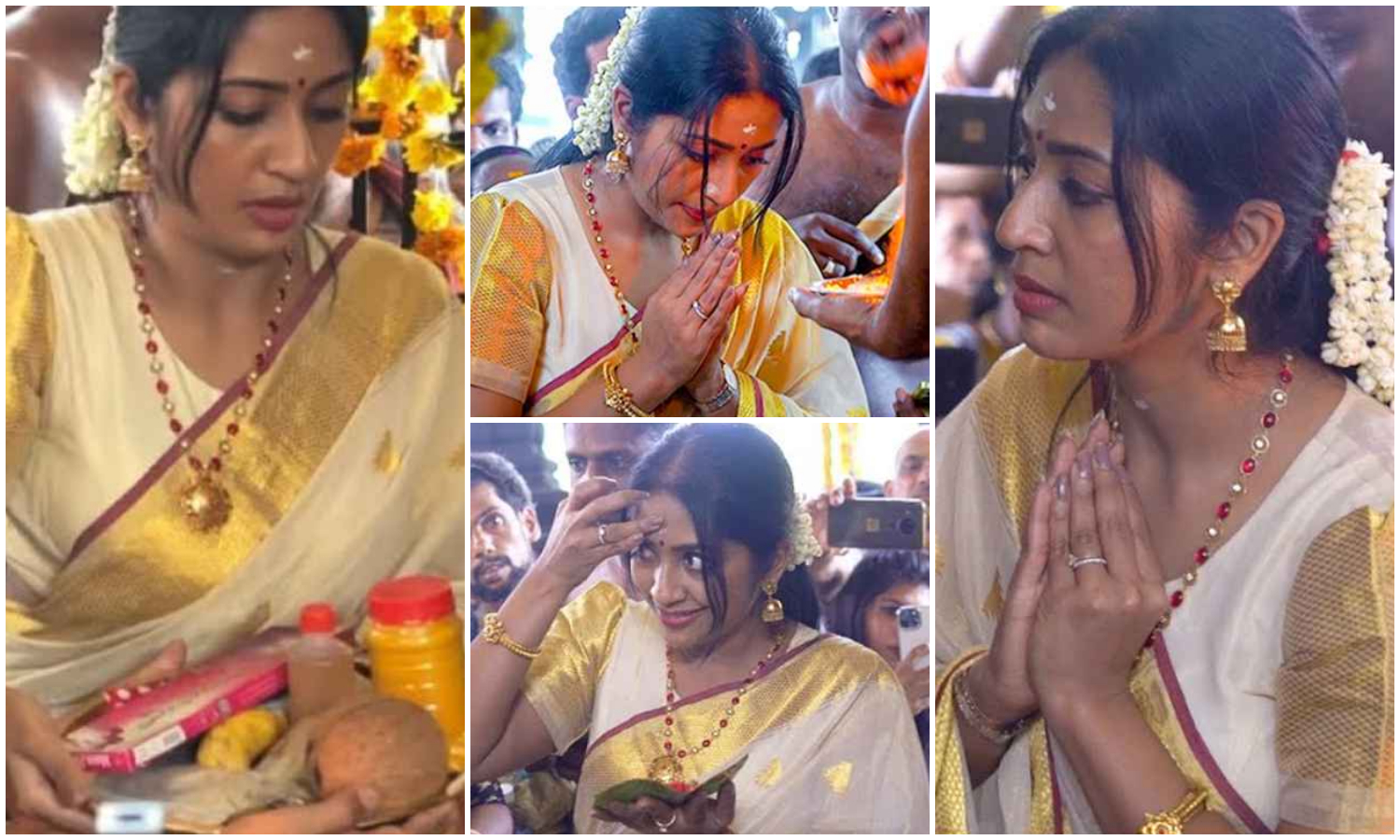 Actress Navya Nair At Sree Naga Raja Temple
